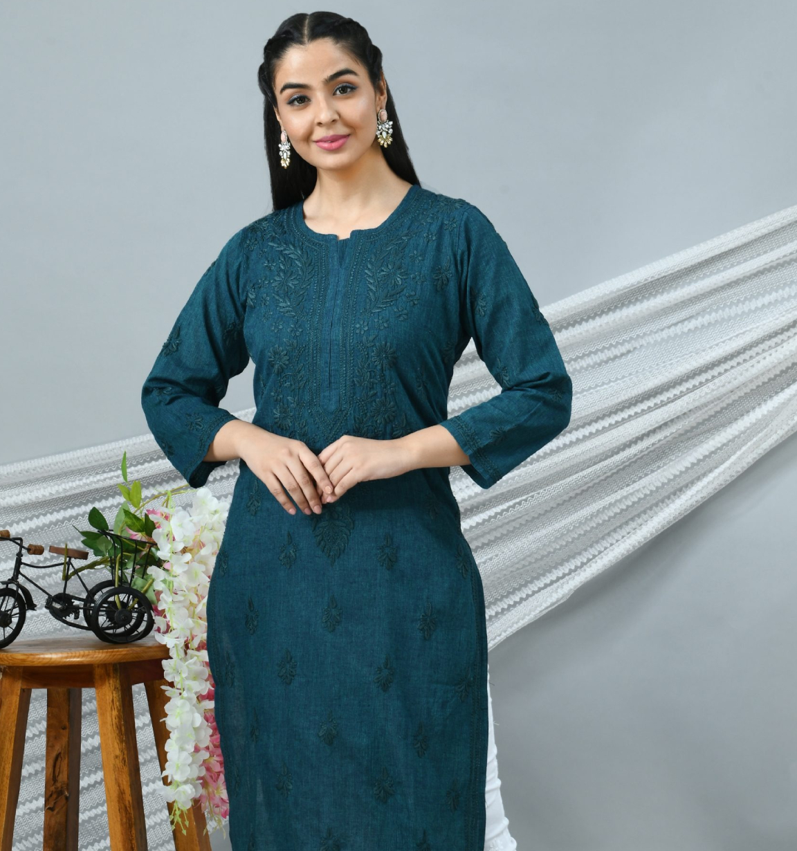 Chikankari Cotton Kurti